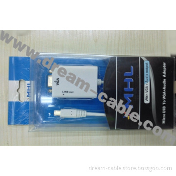 Micro USB to VGA Audio Mhl Adapter Cable for Samsung Galaxy S II / I9100 / Note I9220